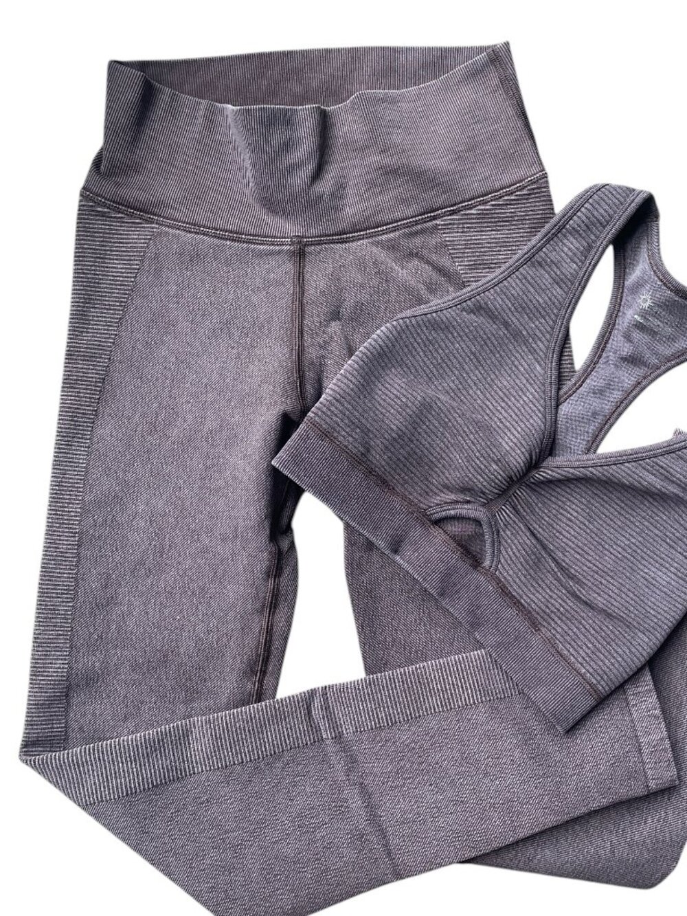 OFFLINE By Aerie Totally Textured Seamless Ribbed Activewear Set Brown Small